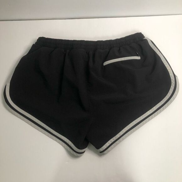 champion running shorts size medium black white stripes back zip pocket - Picture 9 of 11